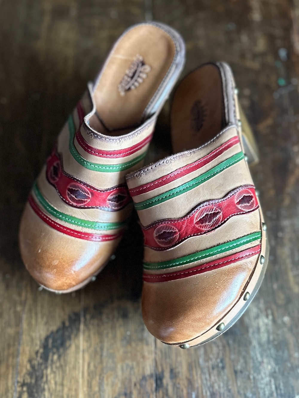 L'Artiste by Spring Step Skyhigh Leather Platform Clogs Size 41